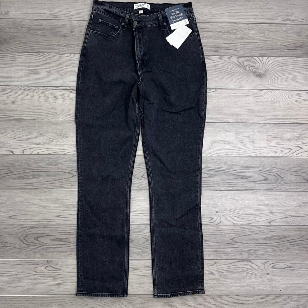 A&F Women Size 30 Cure Love Black The 90s Slim Straight Leg Denim NEW Jean - Picture 7 of 11